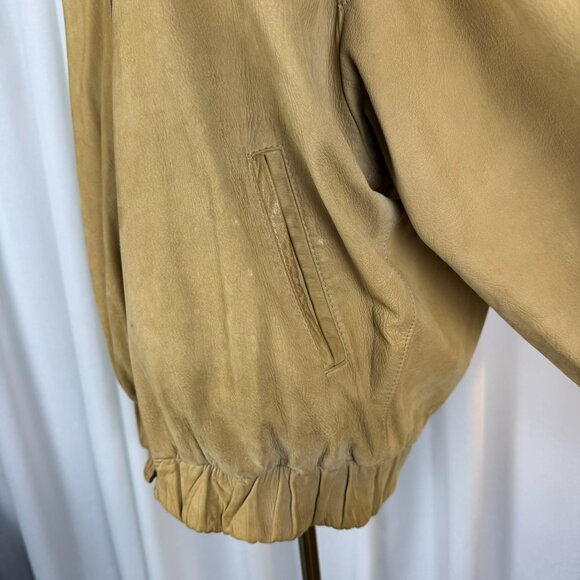 Vintage Leather Bomber Jacket Tan Men's Large - Picture 16 of 16